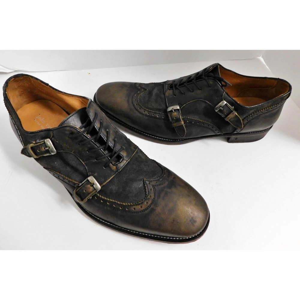 John Varvatos Monk Strap‎ Distressed Leather Mens US 11.5 Oxford Dress Shoes